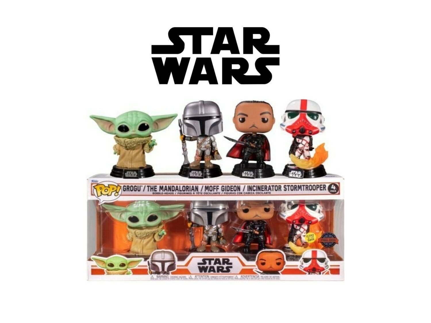 Star Wars The Mandalorian Grogu Glow In The Dark 4 Pack