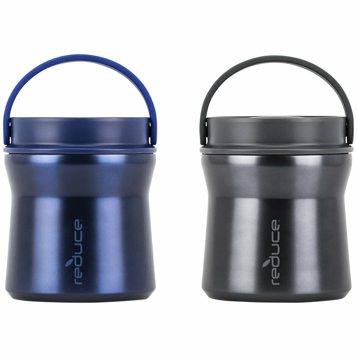 2 x Vacuum Insulated Leakproof Bowl Flask Black & Blue