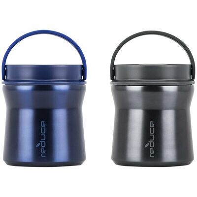 2 x Vacuum Insulated Leakproof Bowl Flask Black & Blue