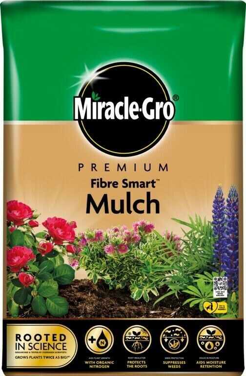 Miracle Gro Organic Premium Fibre Smart Mulch Peat Free Sustainable Grow 40L