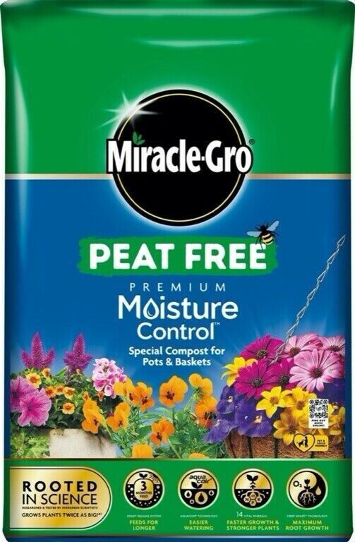 Miracle-Gro Moisture Control Compost Peat Free Premium 40 Litres 40L Pots Basket
