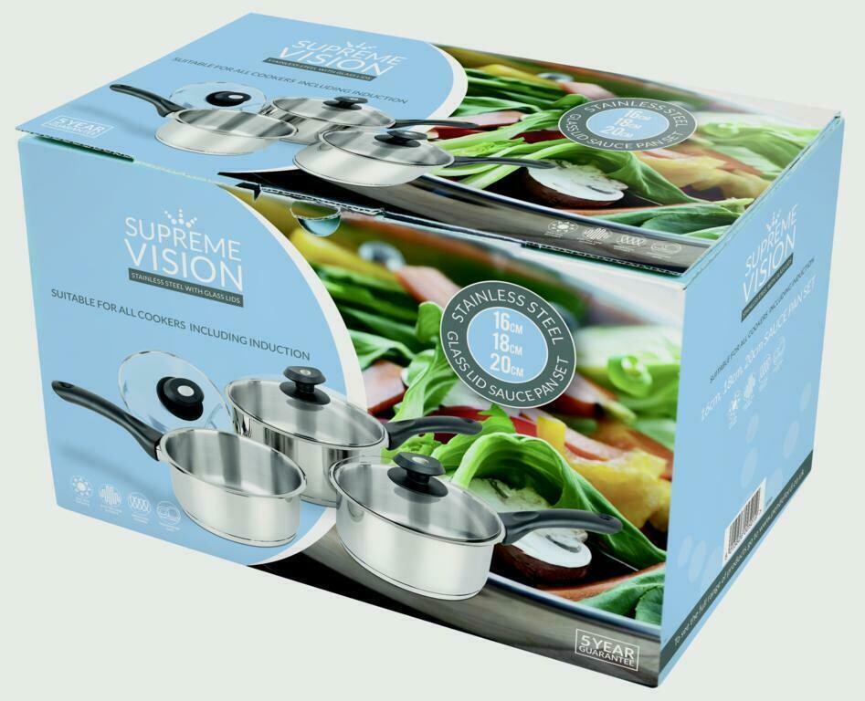 Pendeford 3 Set Saucepan With Lids