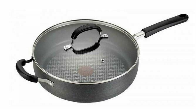 Tefal Frying Pan Hard Anodized Aluminium 30cm/4.75L Kitchen Sauté Pan With Lid