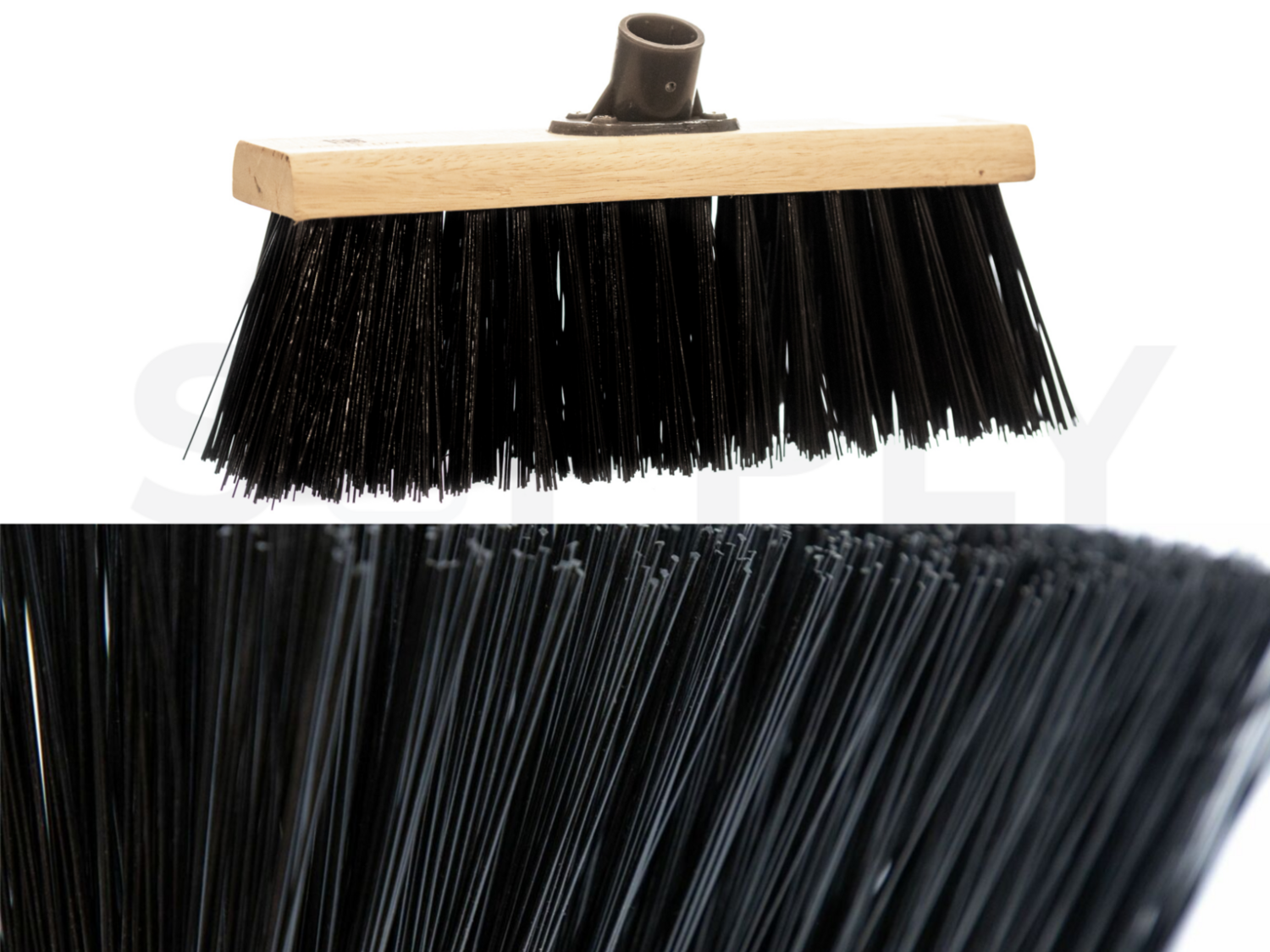 13" Stiff Outdoor Yard Garden Home Broom Brush Head with Plastic Socket Replace