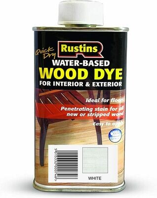 Rustins Wood Dye White Interior Exterior Floor No Fade Quick Dry Low Odour 250ml