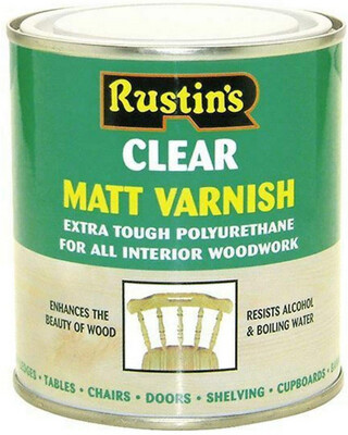 Rustins Polyurethane Matt Varnish Tough Durable Finish Interior Woodwork 250ml