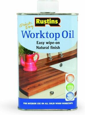 Rustins Quick Dry Worktop Oil Protective Nourishes Water-Borne Timber 500ml
