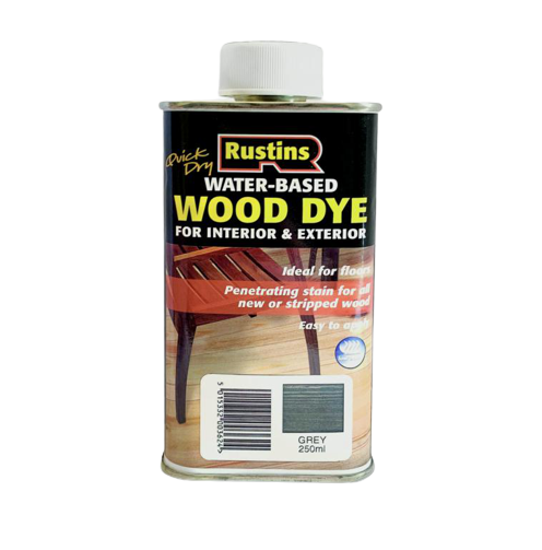 Rustins QuickDry Grey Wood Dye Low Odour Water Based Floors Doors Skirting 250ml