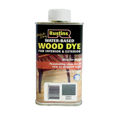 Rustins QuickDry Grey Wood Dye Low Odour Water Based Floors Doors Skirting 250ml