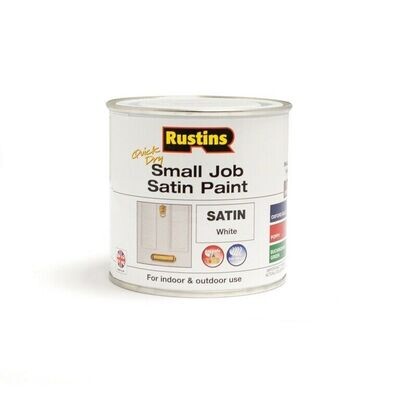 Rustins Quick Dry Small Job Satin Water Based Hard Wearing Interior 250ml White
