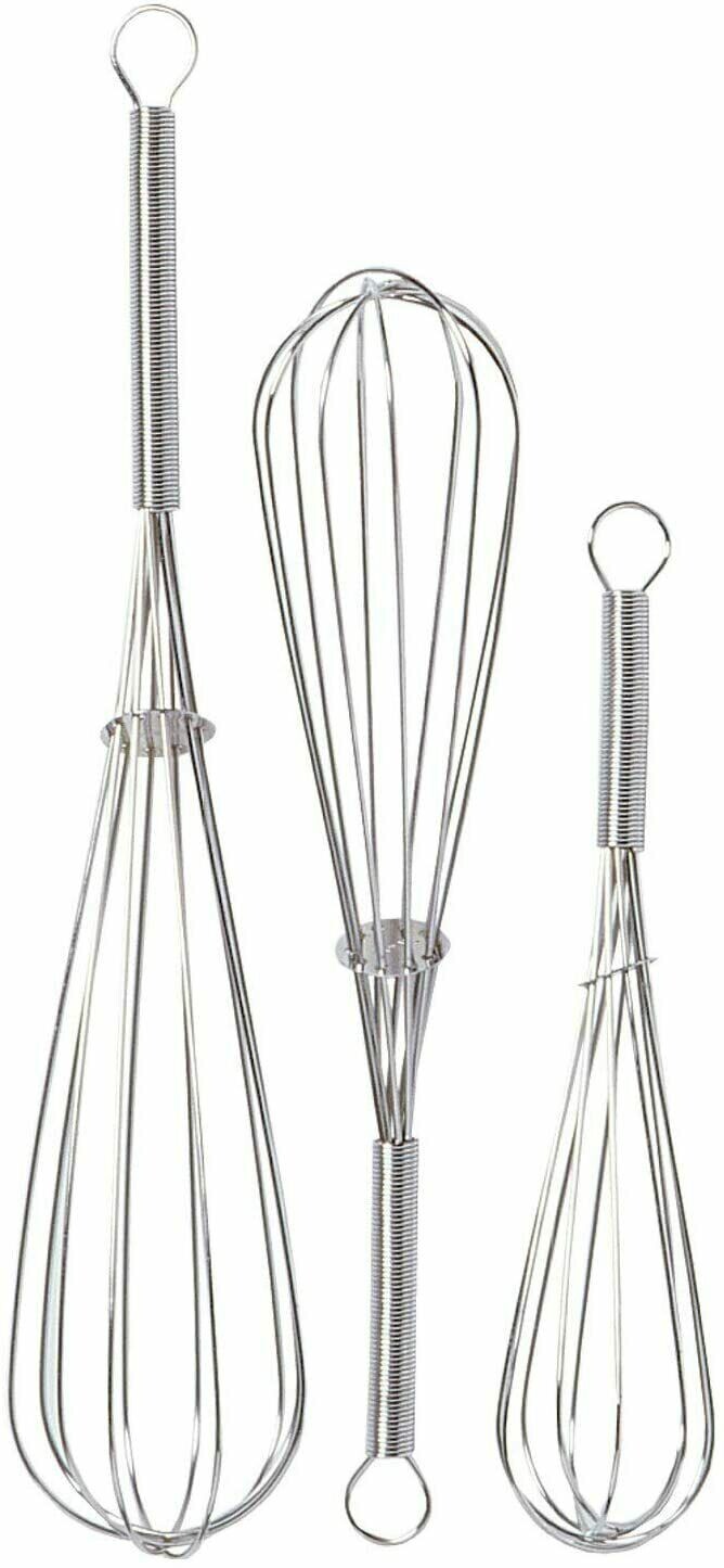Chef Aid Whisks Set of 3 Cooking Baking Beating Whipping 20.5cm/22.9cm/25.5cm