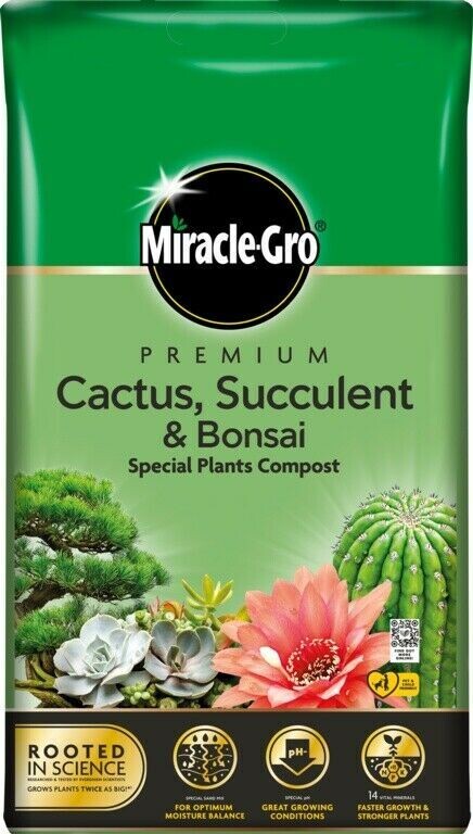 Miracle Gro Cactus Succulent & Bonsai Ph Balanced Compost Gardening 6 Litre