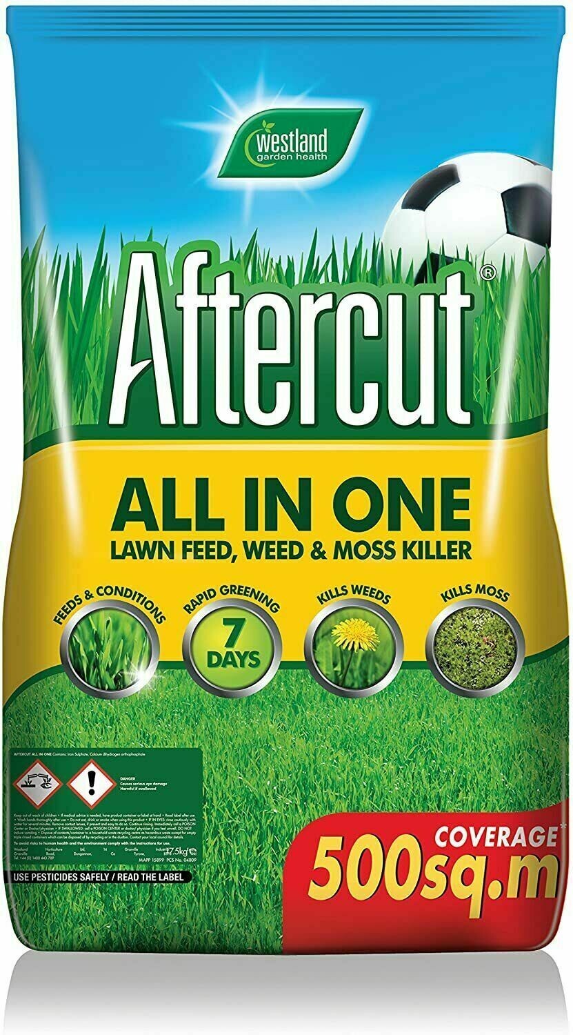 Westland Aftercut 500sqm 16kg All in One Lawn Feed Weed Moss Killer Fertiliser