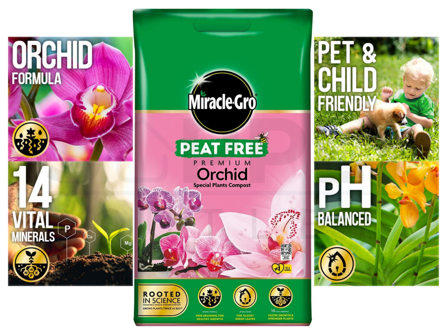Miracle Gro 6L Peat Free Compost Orchid Special Plants Leaves Low PH Freindly