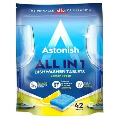 Astonish All In 1 Dishwasher Tablets Cleaning No Streaks Lemon Fresh 42 Tablets