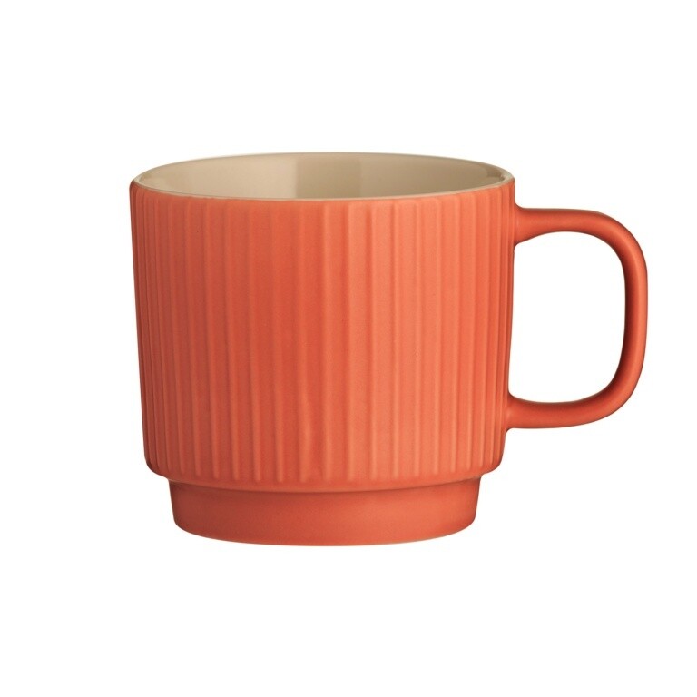 Mason Cash Embossed Line Mug Tea Coffee Cappuccino Latte Hot Chocolate Coral