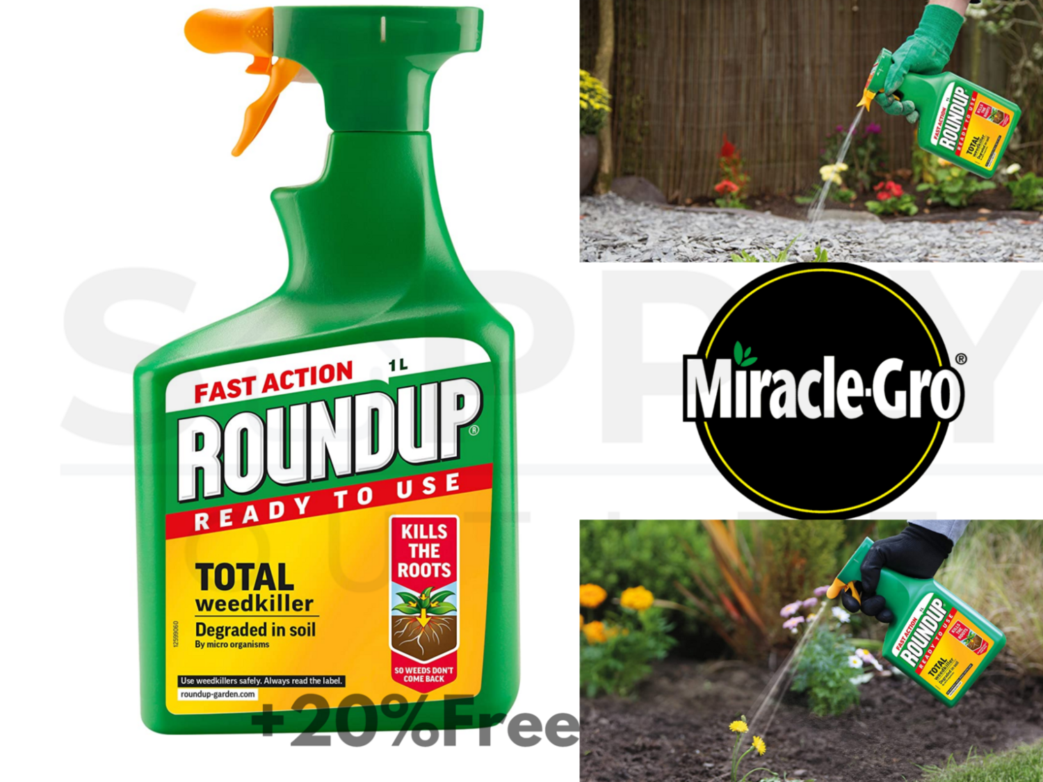 Roundup Total Ready To Use Total Weedkiller Fast Action 1.2l 20% Free Patio, Paths Drives Hard surfaces