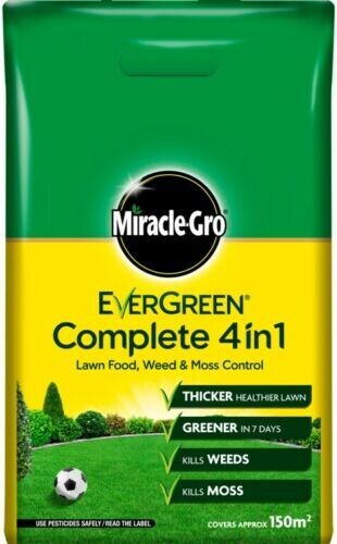 Miracle Gro Evergreen Complete 4 in 1 Lawn Food Thicker Greener 150m2 Bag