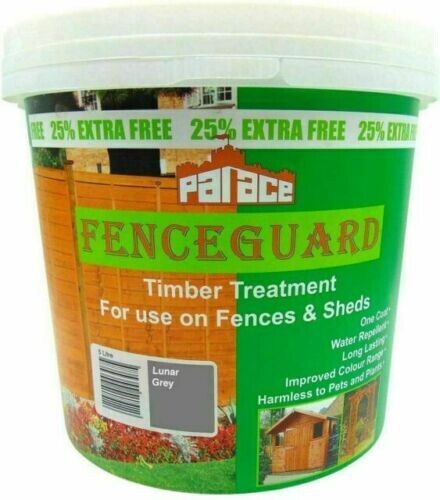 5 Litre Lunar Grey Silver One Coat Fence and Garden Shed Paint Water Repellent Quick Dry Wall Paint - Grey Silver Colour