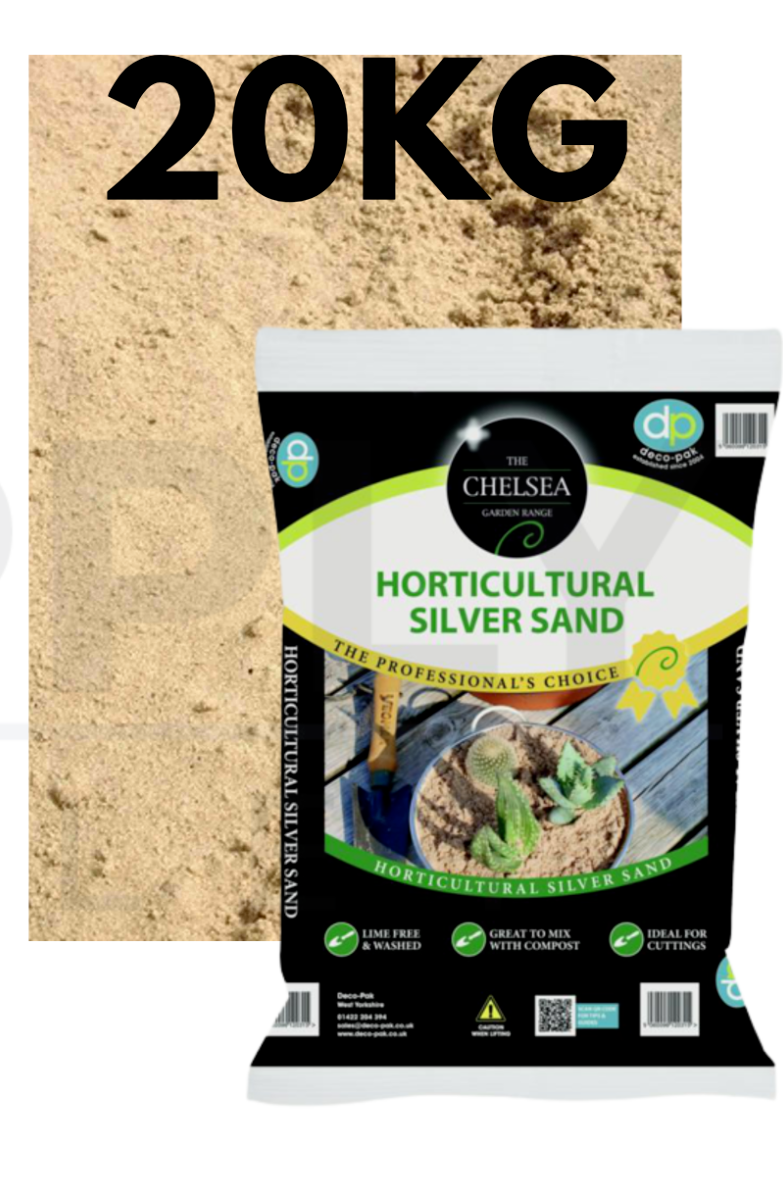 Deco Pak 20Kg Horticultural Silver Sand Lime Free Washed Drainage Potting Garden Block Paving
