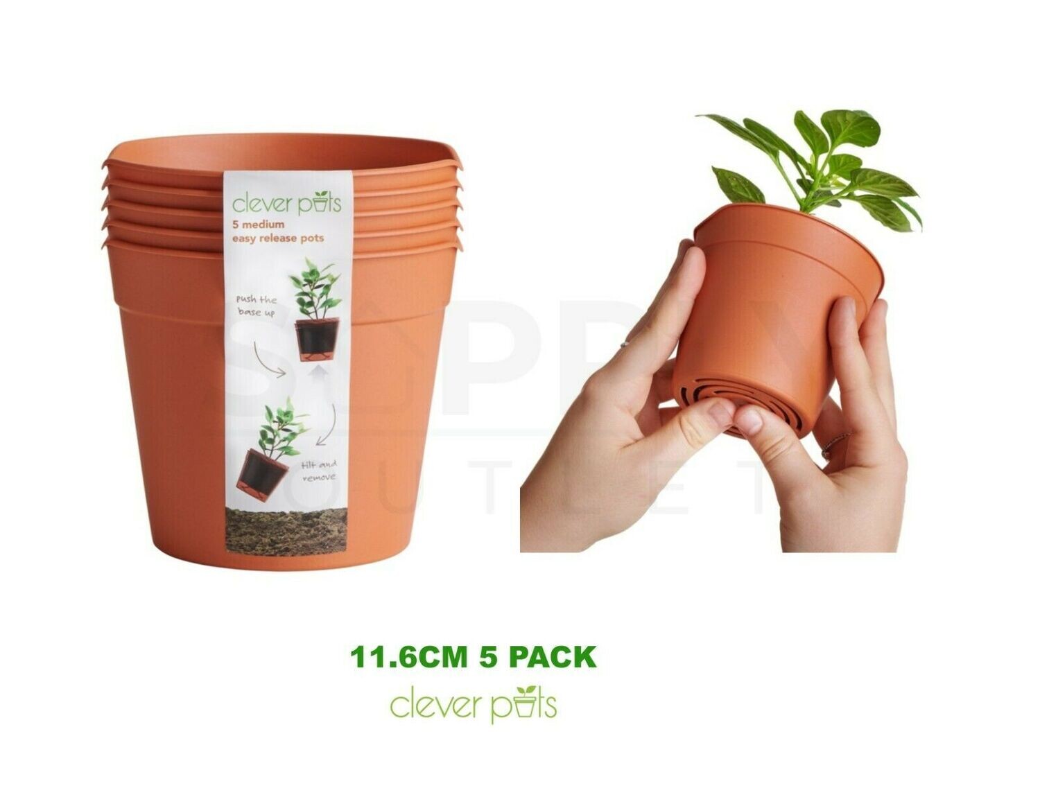Clever Pots Gardening Plant Pot 11.6cm 5 PACK