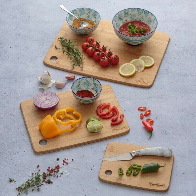 Typhoon Wooden Sustainable Bamboo Chopping Cutting Boards 3 Set Sizes