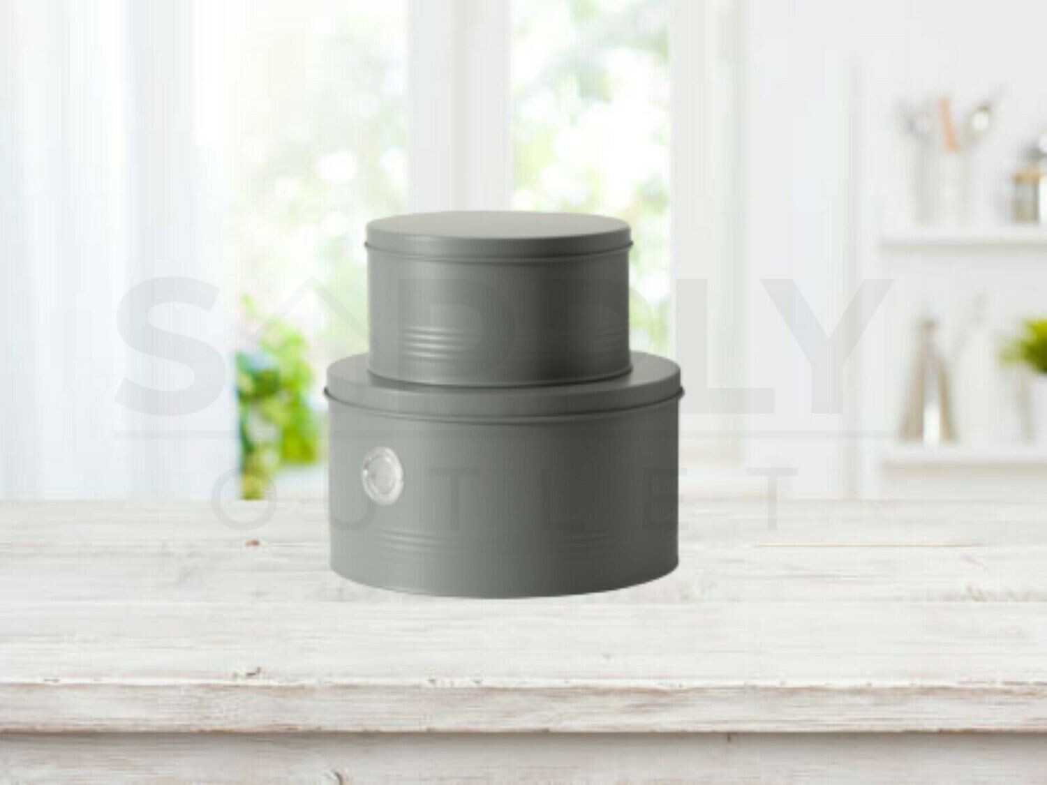 Typhoon Living 2 Set Round Grey Cake Storage Tins