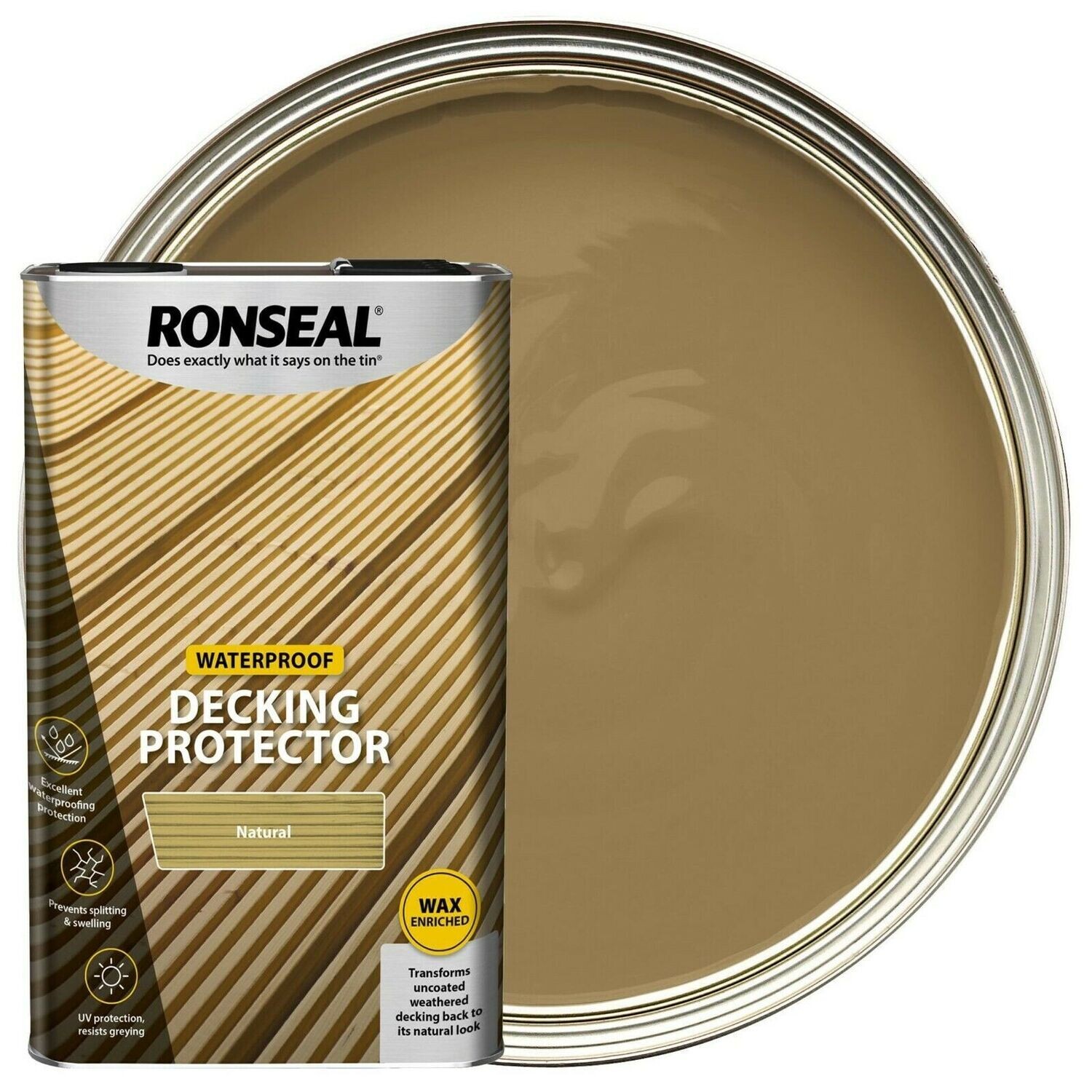 Ronseal Decking 5L Natural Waterproof Waxed Protector Protects Timber Paint Oil