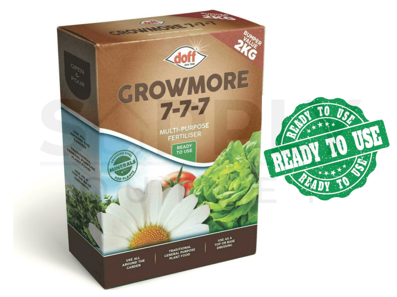 Doff Growmore 2KG Multi Purpose Fertiliser Granular Minerals For Plants Feed