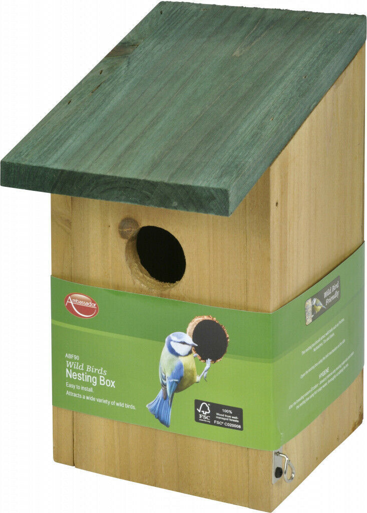 Ambassador Small Wild Bird Feeder Wooden Garden Box Nesting House Wall Hanging