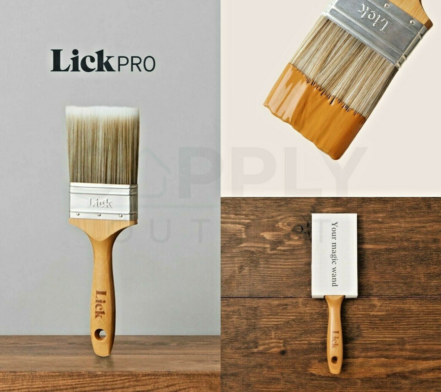 Lick Pro Flat 3" Eco Painting Decorating Sturdy Bamboo Handle Paint Brush