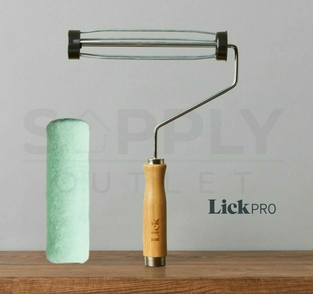 Lick Pro Eco 9" Paint Roller Frame & Sleeve Eco Mid Pile Bamboo Handle DIY
