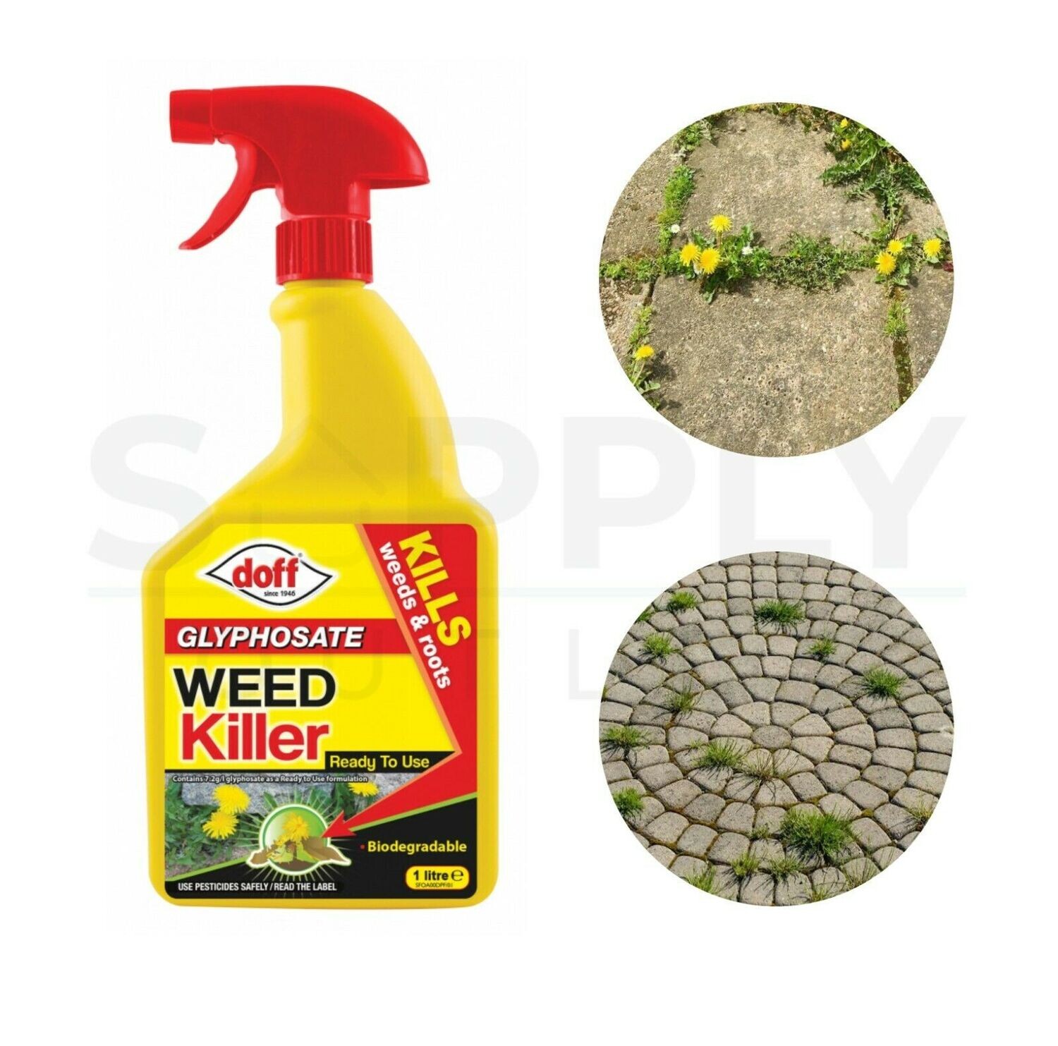 Doff 1L Weedkiller Glyphosate Kills To Root Trigger Spray Bottle Advanced