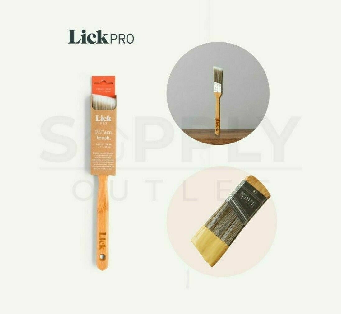 Lick Pro 1.5" Angle Sash Paint Brush Eco Bamboo Extra Long Handle Precision