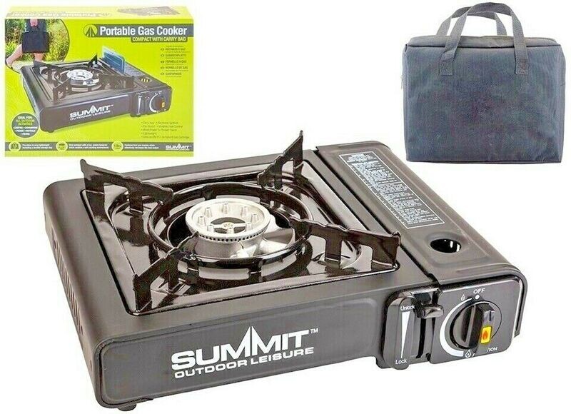 Summit Portable Camping Gas Cooker Stove Single Burner Carry Bag Butane BBQ