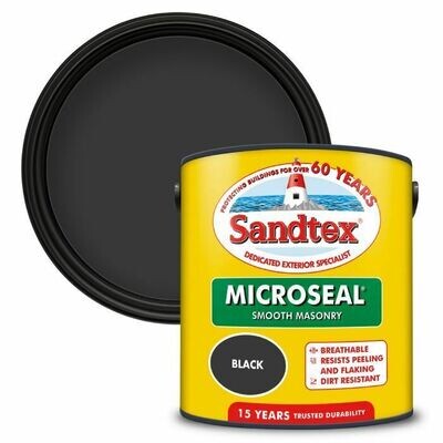 Sandtex 2.5L Black Smooth Masonry Exterior Microseal Outdoor Wall Building Paint