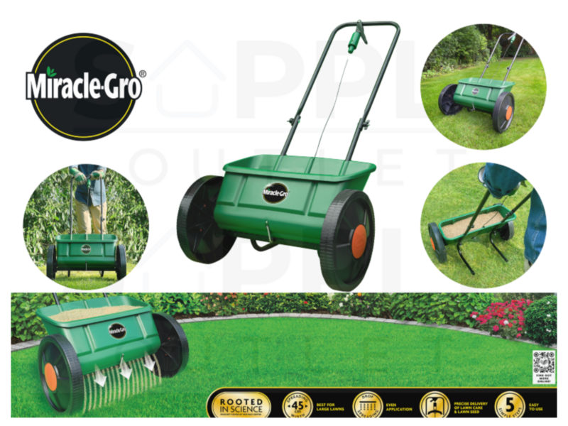 Miracle Gro Drop Spreader Garden Lawn Seed Outdoor Fertiliser Spreader 45cm