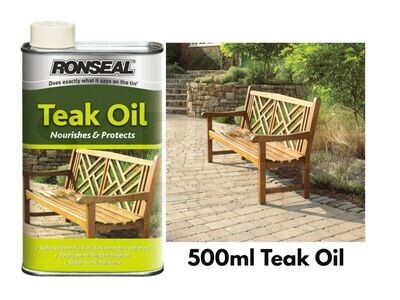 Ronseal Teak Oil 500ml DIY Garden Wood Care Furniture Protection Weatherproof