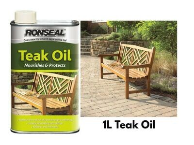 Ronseal Teak Oil 1L DIY Garden DIY Wood Care Furniture Protection Weatherproof