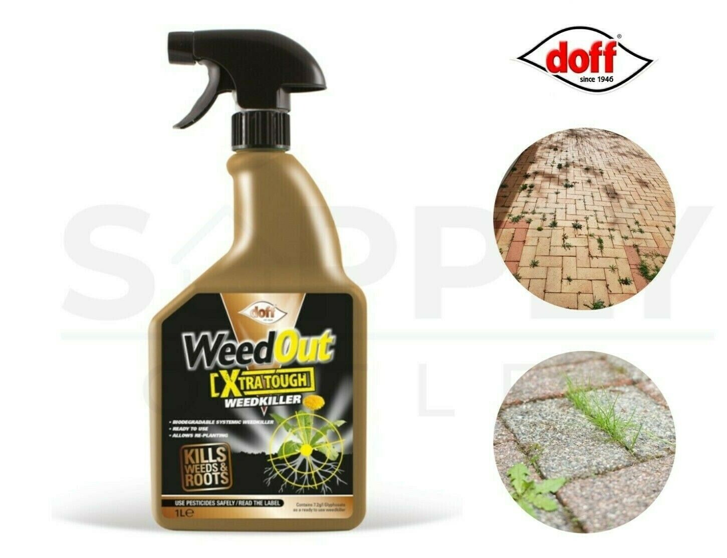 Doff 1L Weed Out Extra Tough Weed Killer Concentrate Herbicide Spray Bottle