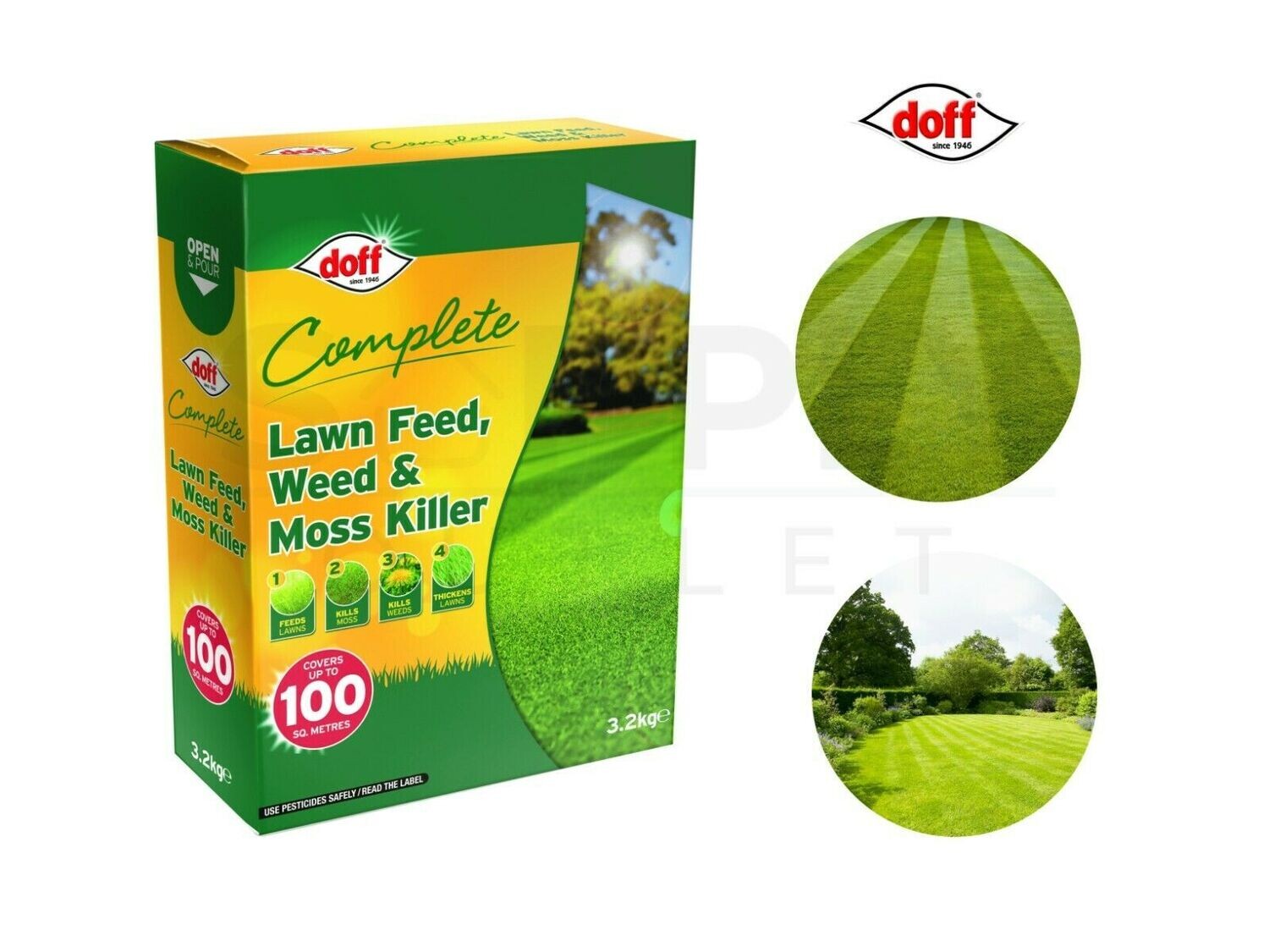 Doff 3.5Kg 4 In One Lawn Feed Weed Moss Killer Thickens Greens Lawns in 7 Days
