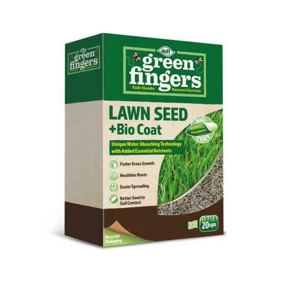 Doff Green Fingers 500g Bio Coat Multi Purpose Lawn Seed 20sqm Direct Sew Seeds