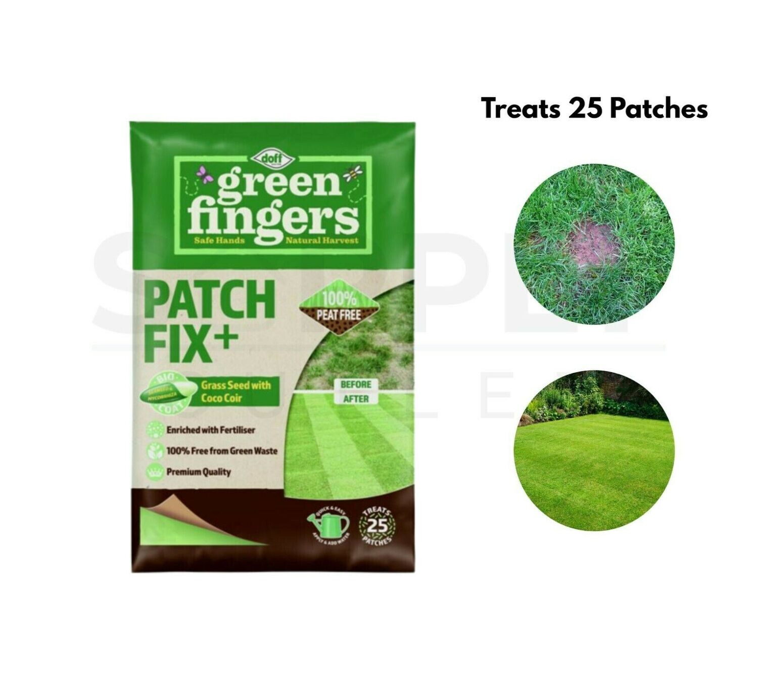 Doff Green Fingers 800g Patch Fix Plus 25 Patches Peat Free GardenCare Coco COIR