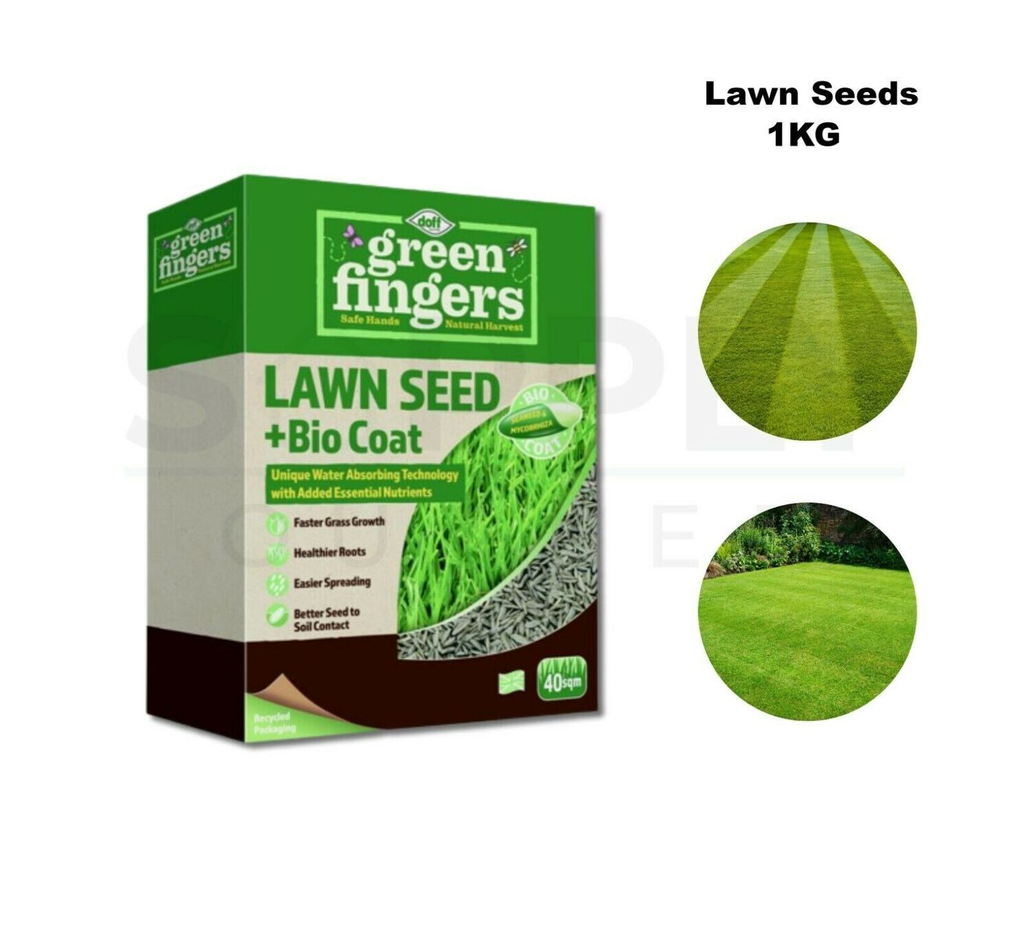 Doff Green Fingers 1KG Bio Coat Multi Purpose Lawn Seed 20sqm Direct Sew Seeds