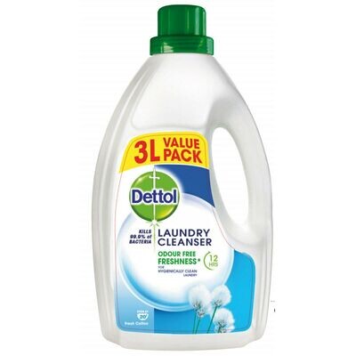 Dettol 3L Antibacterial Washing Machine Cleanser Fresh Cotton Scent Laundry