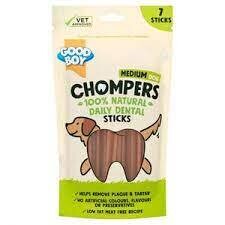 Good Boy Chompers Daily Animal Dental Hygiene Care Sticks For Medium Dogs 7 Pack