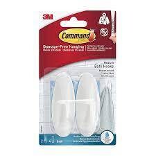 3M Command 2 Medium Hooks With 4 Strips Self Adhesive