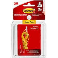 3M 6 Pack Command Utility Medium White Hook and Self Adhesive