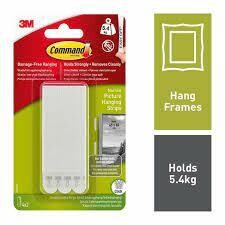 3M Command Narrow Adhesive Frame Strips Holds Upto 5.4Kg