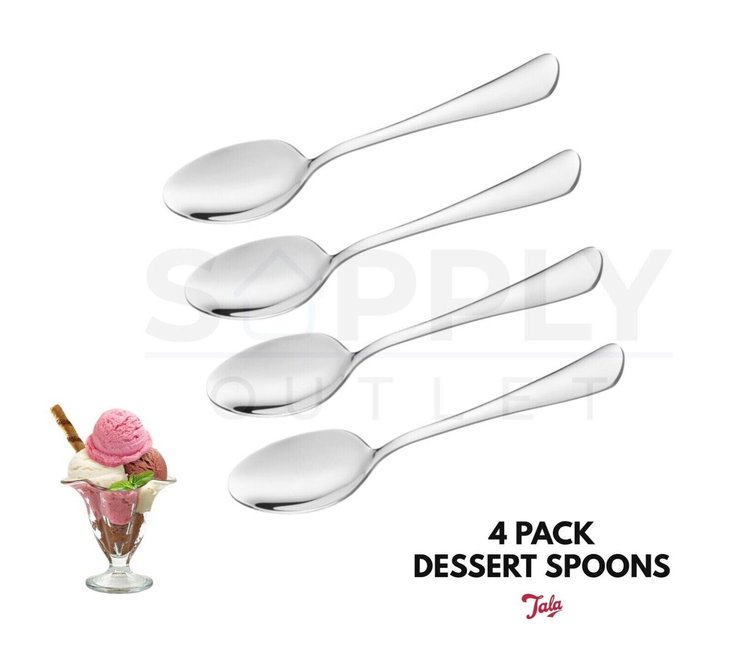 Tala Performance Set of 4 Stainless Steel Dessert Spoons